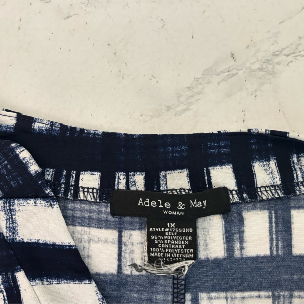 Adele & May Blouse Top Women's Plus Size 1X 3/4 Sleeves Plaid Henley Shirt​ - Picture 4 of 4